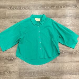 Araminta James Women's Size Medium Button Up Shirt‎ Green Oversized